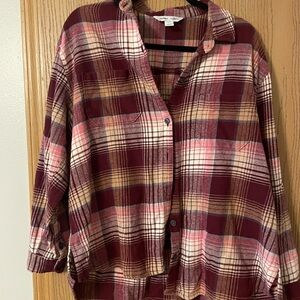Old Navy Plaid Boyfriend Shirt in Red and Tan